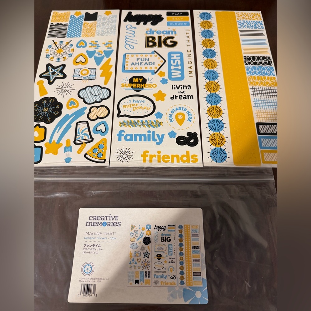 2018 Creative Memories Imagine That 3 Sheets Designer Stickers
